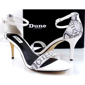 Dune London Marissa Ankle Strap Dress Heels Sandal Leather Black / White Size 8